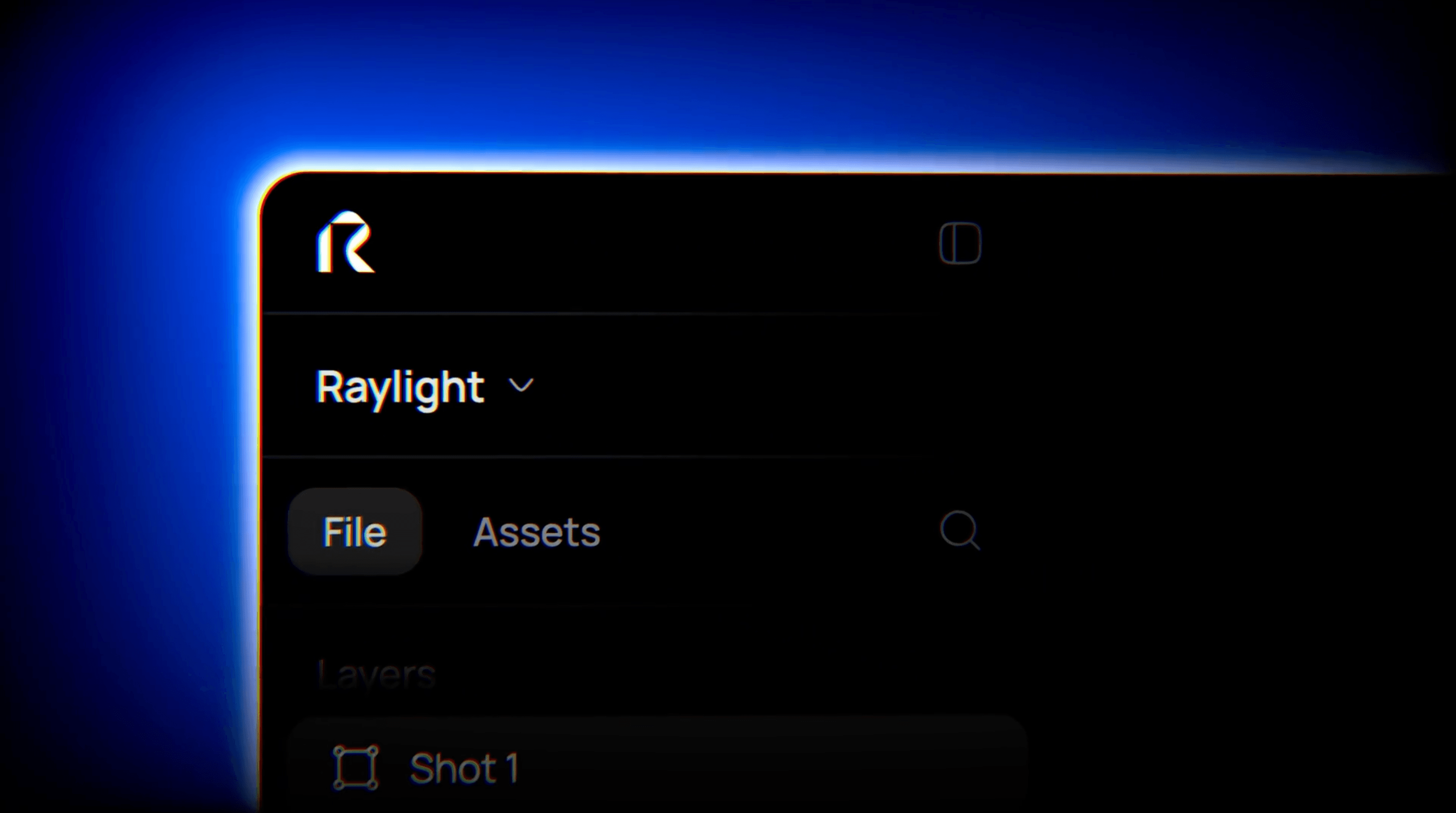 The Raylight editor with a scene open on the canvas, layers, and timeline.