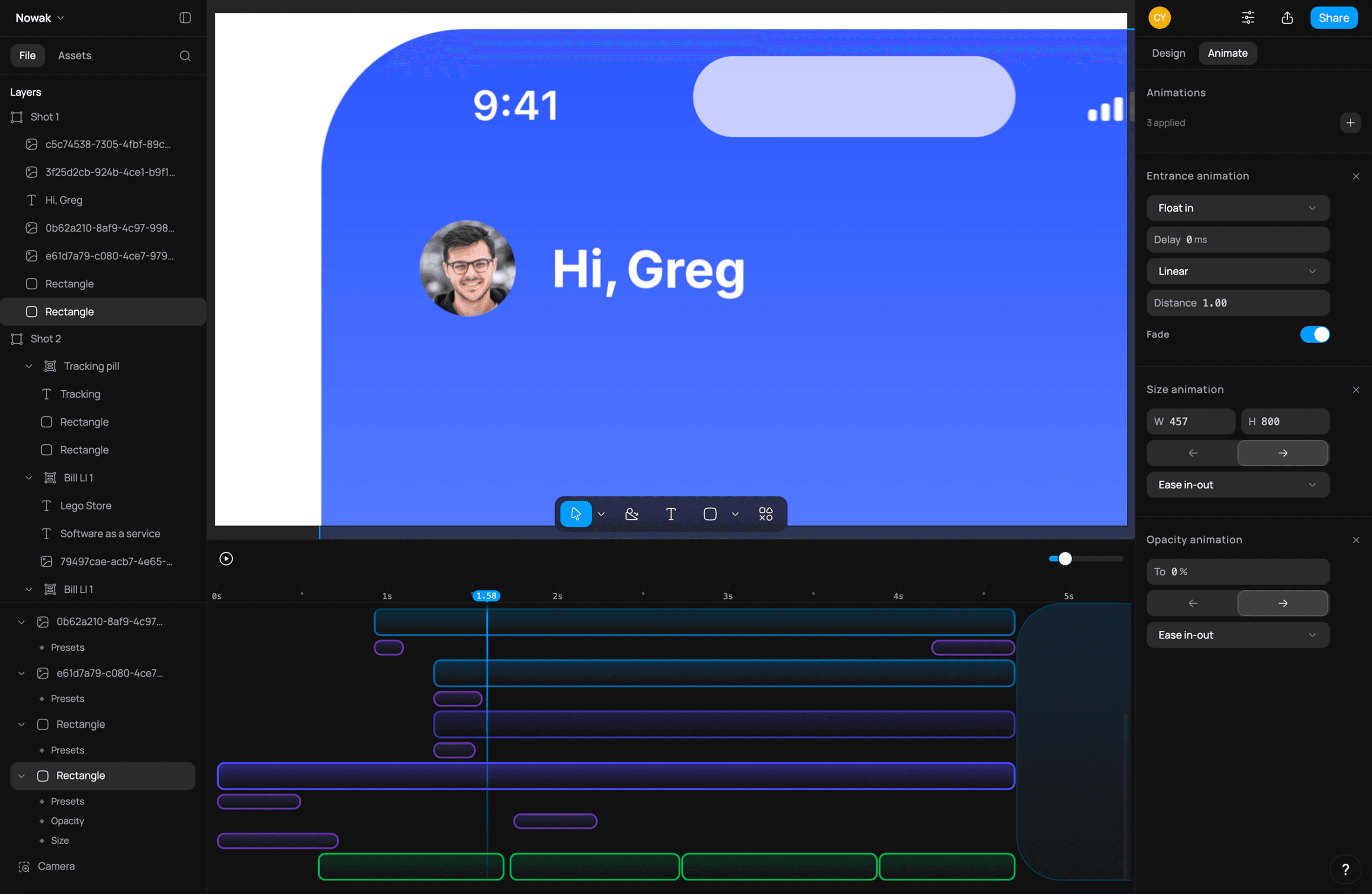 Raylight timeline with animation blocks