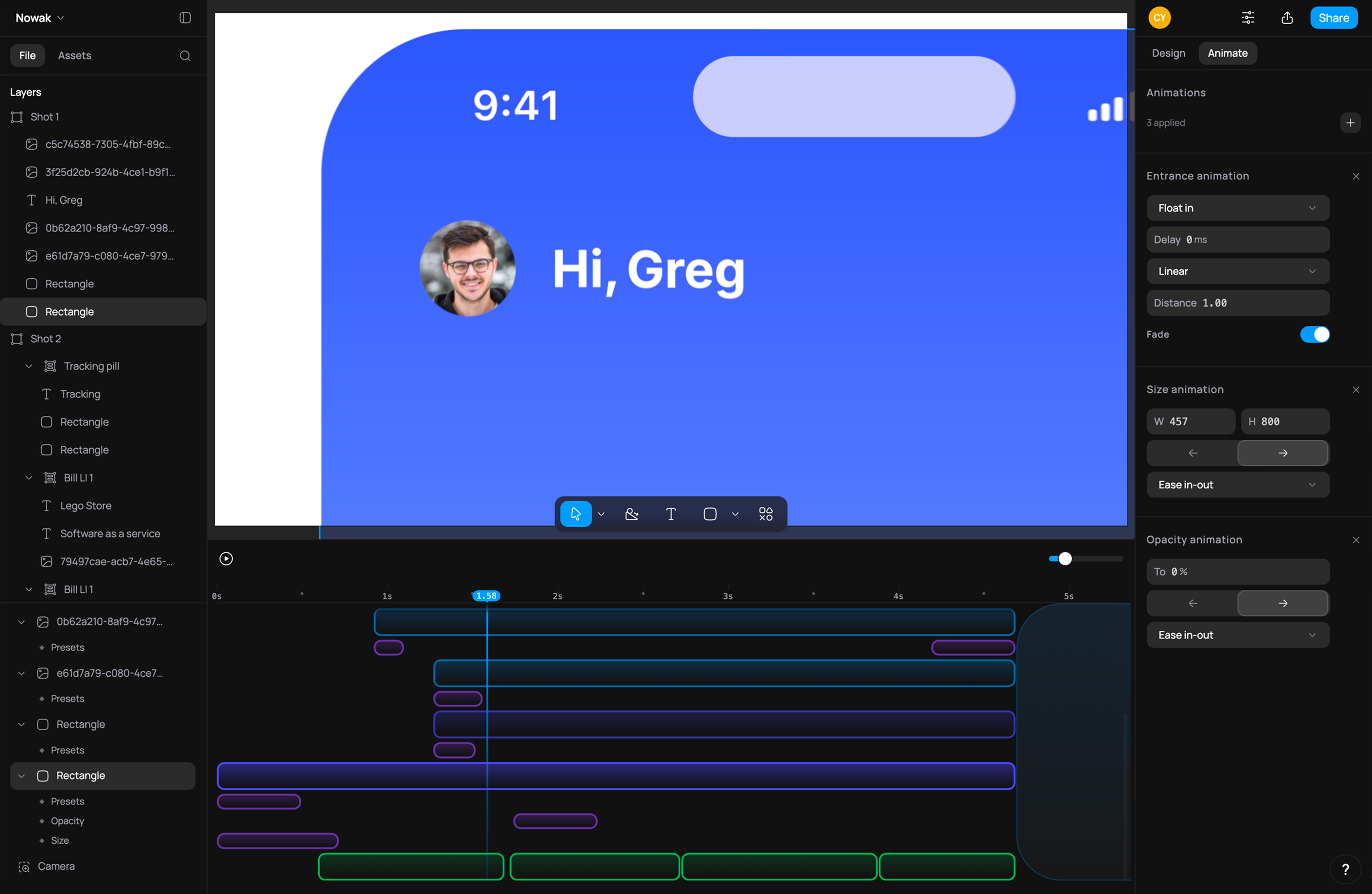 Raylight timeline with animation blocks