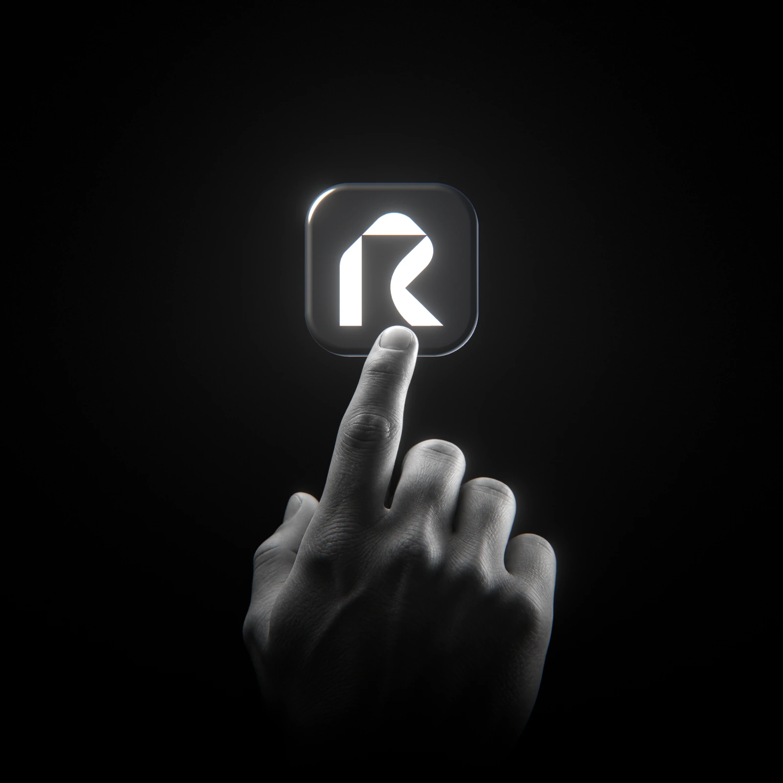 A finger tapping a glowing Raylight app icon